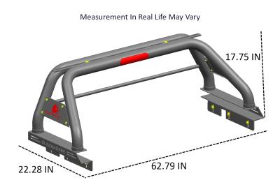 Classic Roll Bar Kit-Black-RB005BK-PLR-Part Information:Incl. 2 pairs of 7.0"Dia.  LED  Lights w/Red Trim Rings w/ Wiring Harness and Switch