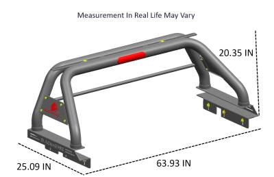 Classic Roll Bar Kit-Stainless Steel-RB09SS-KIT-Dimension:66x31x11 Inches