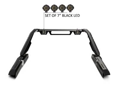 Vigor Roll Bar Kit-Black-VIRB07B-PLB-Part Information:Incl. 2 pairs of 7.0"Dia.  LED  Lights w/ Black Trim Rings w/ Wiring Harness and Switch