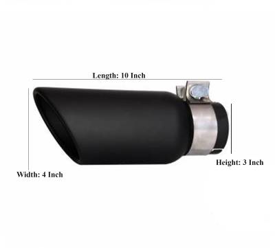 Muffler Tip-Black-MT-RR01BK-Style:Single Wall