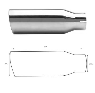Muffler Tip-Stainless Steel-MT-RR03SS-Surface Finish:Polished