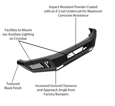 Armour Heavy Duty Front Bumper-Matte Black-AFB-F1RA-17-Weight:85.98 Lbs
