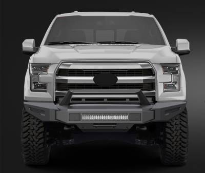 Armour II Heavy Duty Modular Front Bumper Kit-Matte Black-AFB-F116-K1-Part Information:Full Set (Bumper, Bull Nose, & Skid Plate) & Includes 1 20in Double Row LED Light Bar