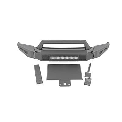 Armour II Heavy Duty Modular Front Bumper Kit-Matte Black-AFB-F119-K1-Part Information:Full Set (Bumper, Bull Nose, & Skid Plate) & Includes 1 20in Double Row LED Light Bar