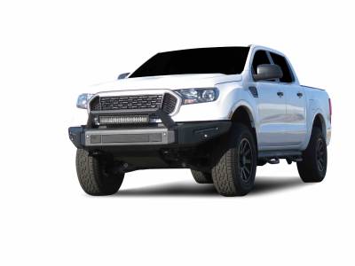 Armour II Heavy Duty Modular Front Bumper Kit-Matte Black-AFB-FR19-K1-Part Information:Full Set (Bumper, Bull Nose, & Skid Plate)& Includes 1 20in Double Row LED Light Bar
