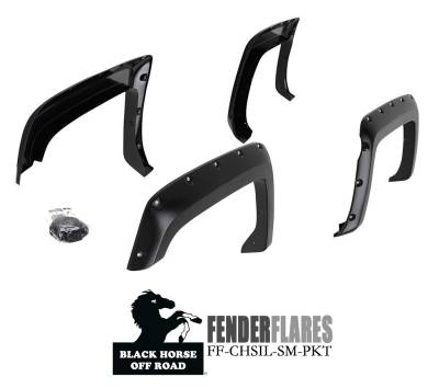 FENDER FLARES RIVETED Style-Black-2014-2018 Chevrolet Silverado 1500|Black Horse Off Road