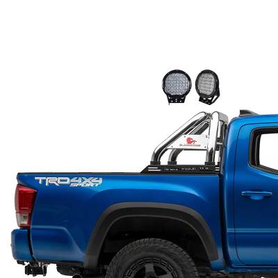 Black Horse Off Road - CLASSIC Roll Bar With Set of 9" Black Round LED Light-Stainless Steel-2005-2023 Toyota Tacoma|Black Horse Off Road - Image 3