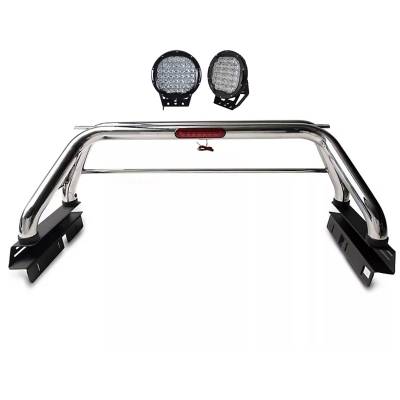 Black Horse Off Road - CLASSIC Roll Bar With Set of 9" Black Round LED Light-Stainless Steel-2005-2023 Toyota Tacoma|Black Horse Off Road - Image 4