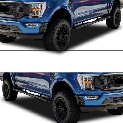 EXTREME Side Steps-Satin Black-2015-2024 Ford F-150 SuperCrew Cab/2022-2024 Ford F-150 Lightning SuperCrew Cab/2017-2024 Ford F-250|F-350|F-450 Super Duty Crew Cab/2017-2024 Ford F-550 Super Duty Crew Cab|Black Horse Off Road