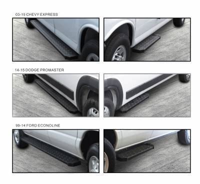 Black Horse Off Road - SPARTAN Running Boards-Black-2003-2014 Chevrolet Express 1500/2003-2025 Chevrolet Express 2500|3500/2009-2025 Chevrolet Express 4500/2003-2014 GMC Savana 1500/2003-2025 GMC Savana 2500|3500/2009-2025 GMC Savana 4500|Black Horse Off Road - Image 3