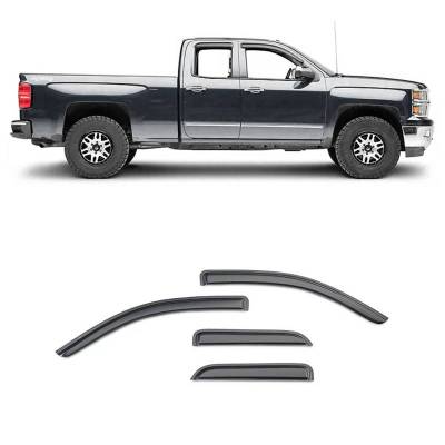 Black Horse Off Road [BHOR] |Tape On Rain Guard/Wind Deflectors|14-18 Silverado-Sierra 1500 Double Cab/15-19 Silverado-Sierra 2500/3500 HD Double Cab/19-22 Sierra 1500 Limited Double Cab|Smoke,4Pcs|#14-CHSLDC-14