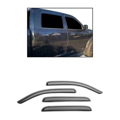 Black Horse Off Road [BHOR] |Tape On Rain Guard/Wind Deflectors|09-10 Dodge Ram 1500-2500-3500 Crew Cab and 2500-3500 Mega Cab/11-18 Ram 1500 Crew Cab/19-23 Ram 1500 Classic Crew Cab/2011-2023 Ram 2500-3500 Crew Cab|Smoke,4Pcs|#14-94845