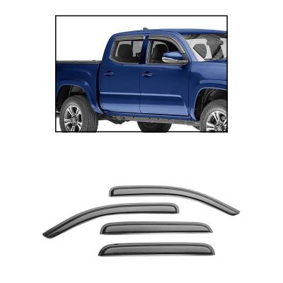 Black Horse Off Road [BHOR] |Tape On Rain Guard/Wind Deflectors|2016-2023 Toyota Tacoma Crew Cab|Smoke,4Pcs|#141648