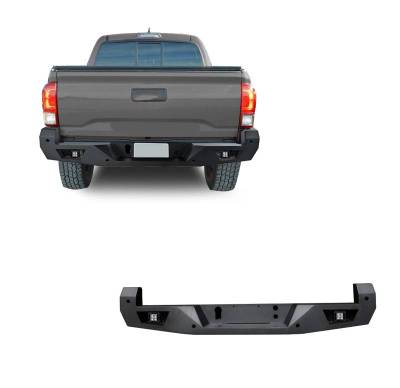 ARMOUR Heavy Duty Rear Bumper Kit-Matte Black-2016-2023 Toyota Tacoma|Black Horse Off Road