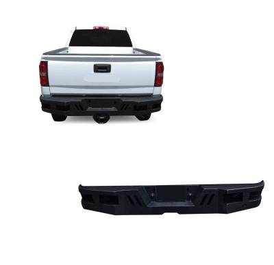 ARMOUR Super Heavy Duty Rear Bumper-Matte Black-2011-2019 GMC Sierra 2500 HD/2011-2019 GMC Sierra 3500 HD/2011-2019 Chevrolet Silverado 2500 HD/2011-2019 Chevrolet Silverado 3500 HD|Black Horse Off Road