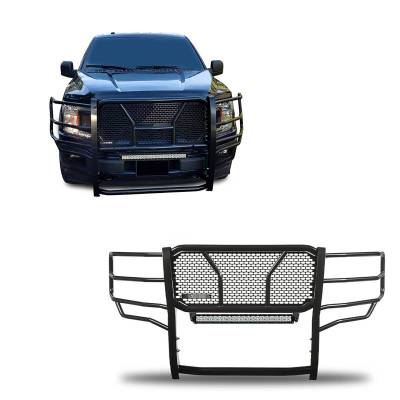 RUGGED Heavy Duty Grille Guard With 20" Double Row LED Light-Black-2015-2020 Ford F-150|Black Horse Off Road