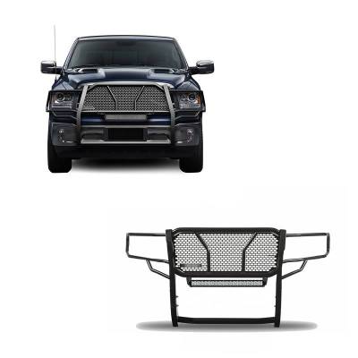 RUGGED Heavy Duty Grille Guard With 20" Double Row LED Light-Black-1500 Classic/1500/Ram 1500|Black Horse Off Road