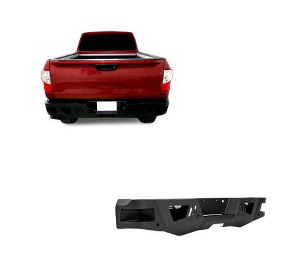 ARMOUR Heavy Duty Rear Bumper-Matte Black-2016-2024 Nissan Titan XD|Black Horse Off Road