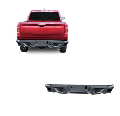 ARMOUR Super Heavy Duty Rear Bumper-Matte Black-2019-2024 Ram 1500|Black Horse Off Road