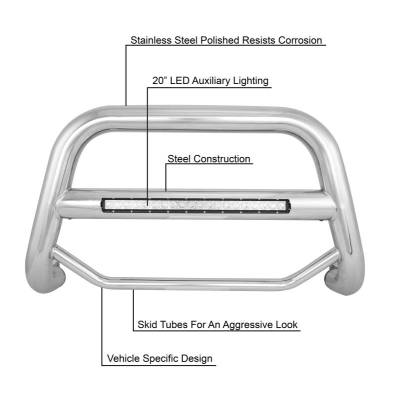 Black Horse Off Road - MAX Beacon Bull Bar-Stainless Steel- Sierra 3500 HD/ Silverado 2500 HD/ Sierra 1500 Limited/Silverado 1500 LD/ Sierra 1500/Silverado 1500|Black Horse Off Road - Image 6