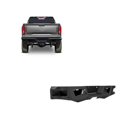 ARMOUR Super Heavy Duty Rear Bumper-Matte Black-Chevrolet TrailBlazer/GMC Envoy/Isuzu Ascender/Oldsmobile Bravada/Buick Rainier|Black Horse Off Road