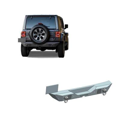 ARMOUR Heavy Duty Rear Bumper-Matte Black-2018-2024 Jeep Wrangler|Black Horse Off Road