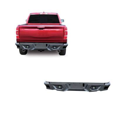 ARMOUR Super Heavy Duty Rear Bumper-Matte Black-2019-2024 Ram 1500|Black Horse Off Road