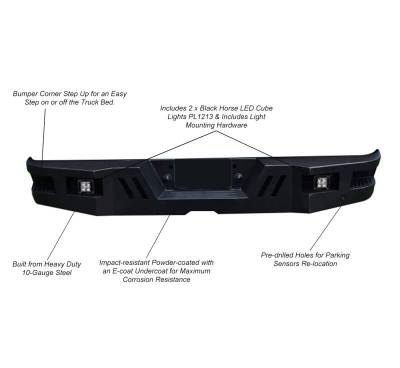 Black Horse Off Road - ARMOUR Super Heavy Duty Rear Bumper-Matte Black-Chevrolet TrailBlazer/GMC Envoy/Isuzu Ascender/Oldsmobile Bravada/Buick Rainier|Black Horse Off Road - Image 9