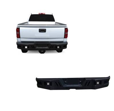 ARMOUR Super Heavy Duty Rear Bumper-Matte Black-2011-2019 GMC Sierra 2500 HD/2011-2019 GMC Sierra 3500 HD/2011-2019 Chevrolet Silverado 2500 HD/2011-2019 Chevrolet Silverado 3500 HD|Black Horse Off Road