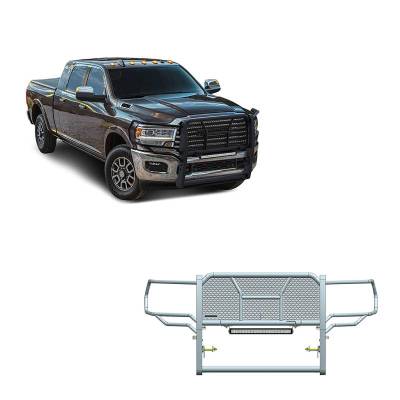 RUGGED Heavy Duty Grille Guard With 20" Double Row LED Light-Black-2500/3500|Black Horse Off Road