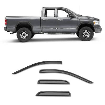 Black Horse Off Road [BHOR] |Tape On Rain Guard/Wind Deflectors|2019-2024 Ram 1500 Quad Cab|Smoke,4Pcs|#140542