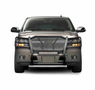 RUGGED Heavy Duty Grille Guard With 20" Double Row LED Light-Black-Tahoe/Suburban 1500/Avalanche|Black Horse Off Road