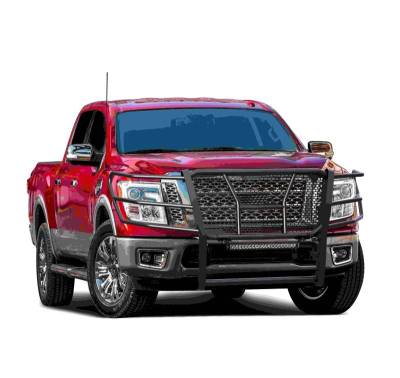 Black Horse Off Road - RUGGED Heavy Duty Grille Guard With Single Row LED Light-Black-2017-2024 Nissan Titan|Black Horse Off Road - Image 2