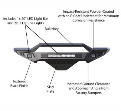 ARMOUR II Heavy Duty Front Bumper Kit-Matte Black-Acura MDX/Honda Odyssey/Honda Passport/Honda Pilot/Honda Ridgeline|Black Horse Off Road