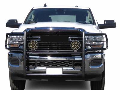 Black Horse Off Road - Grille Guard With Set of 7.0" Black Trim Rings LED Flood Lights-Black-2500/3500|Black Horse Off Road - Image 3