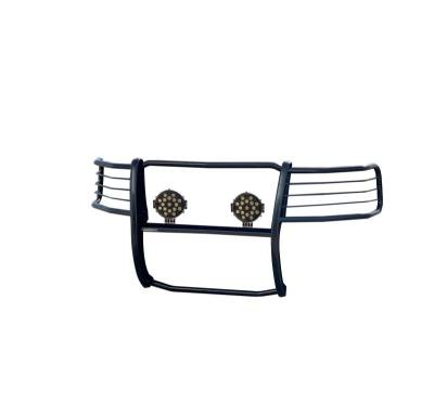 Black Horse Off Road - Grille Guard With Set of 7.0" Black Trim Rings LED Flood Lights-Black-2500/3500|Black Horse Off Road - Image 9