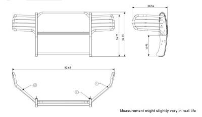 Black Horse Off Road - Grille Guard With Set of 7.0" Black Trim Rings LED Flood Lights-Black-2500/3500|Black Horse Off Road - Image 10