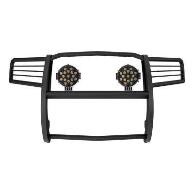 Grille Guard With Set of 7.0" Black Trim Rings LED Flood Lights-Black-2011-2021 Jeep Grand Cherokee|Black Horse Off Road