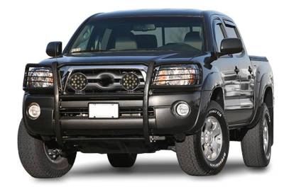 Black Horse Off Road - Grille Guard With Set of 7.0" Black Trim Rings LED Flood Lights-Black-2005-2015 Toyota Tacoma|Black Horse Off Road - Image 2