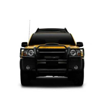 Grille Guard With Set of 7.0" Black Trim Rings LED Flood Lights-Black-Frontier/Xterra|Black Horse Off Road