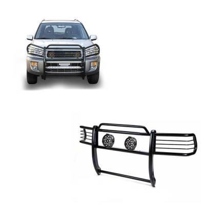 Grille Guard With Set of 7.0" Black Trim Rings LED Flood Lights-Black-2001-2005 Toyota RAV4|Black Horse Off Road