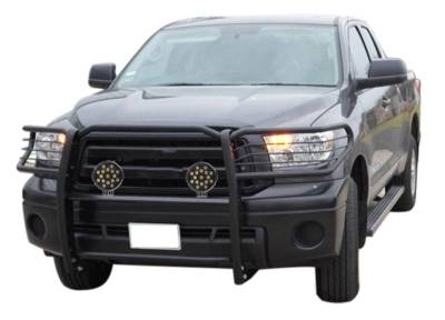 Grille Guard With Set of 7.0" Black Trim Rings LED Flood Lights-Black-2004-2006 Toyota Tundra|Black Horse Off Road