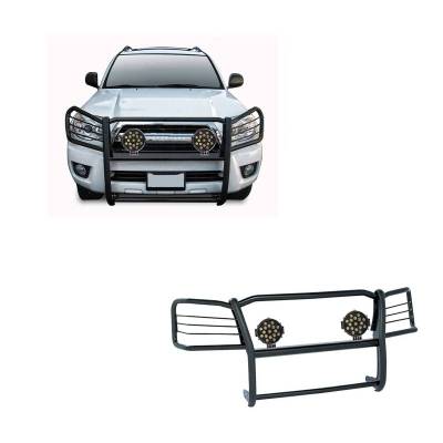 Grille Guard With Set of 7.0" Black Trim Rings LED Flood Lights-Black-GX470/4Runner|Black Horse Off Road