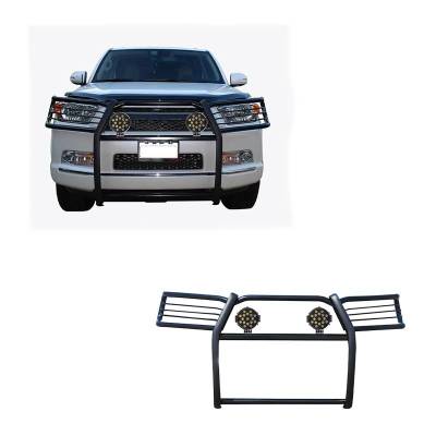 Grille Guard With Set of 7.0" Black Trim Rings LED Flood Lights-Black-2010-2024 Toyota 4Runner|Black Horse Off Road