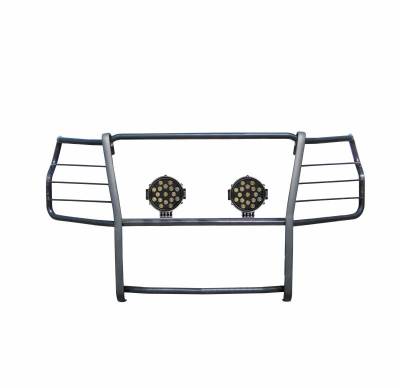 Black Horse Off Road - Grille Guard With Set of 7.0" Black Trim Rings LED Flood Lights-Black-Silverado 3500 HD/Silverado 2500 HD|Black Horse Off Road - Image 7