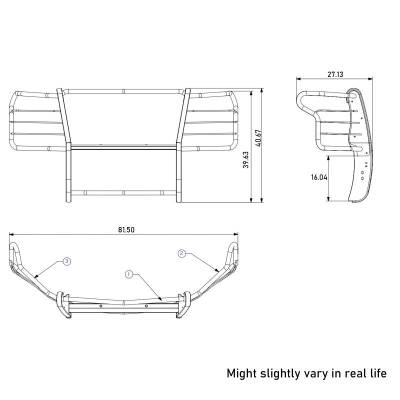 Black Horse Off Road - Grille Guard With Set of 7.0" Black Trim Rings LED Flood Lights-Black-Silverado 3500 HD/Silverado 2500 HD|Black Horse Off Road - Image 8