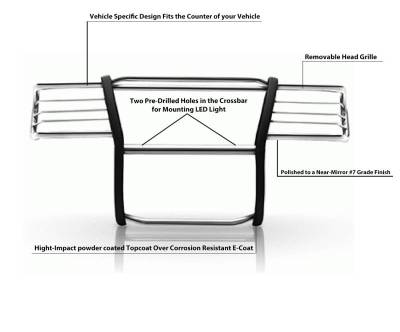 Black Horse Off Road - Grille Guard With Set of 7.0" Red Trim Rings LED Flood Lights-Stainless Steel-1999-2002 Chevrolet Silverado 1500/2000-2006 Chevrolet Suburban 1500-Tahoe-GMC Yukon-GMC Yukon XL 1500|Black Horse Off Road - Image 2