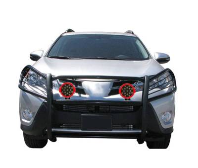 Black Horse Off Road - Grille Guard With Set of 7.0" Red Trim Rings LED Flood Lights-Black-2006-2018 Toyota RAV4|Black Horse Off Road - Image 2