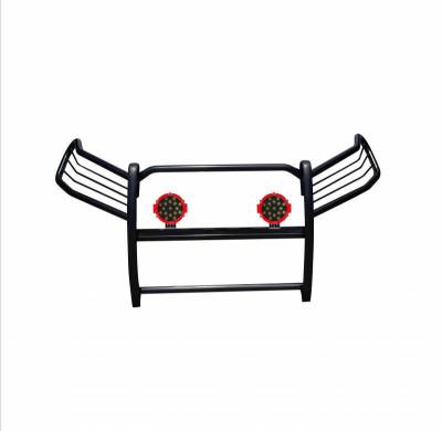 Black Horse Off Road - Grille Guard With Set of 7.0" Red Trim Rings LED Flood Lights-Black-2006-2018 Toyota RAV4|Black Horse Off Road - Image 3