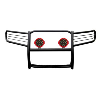 Black Horse Off Road - Grille Guard With Set of 7.0" Red Trim Rings LED Flood Lights-Black-2009-2015 Honda Pilot|Black Horse Off Road - Image 4